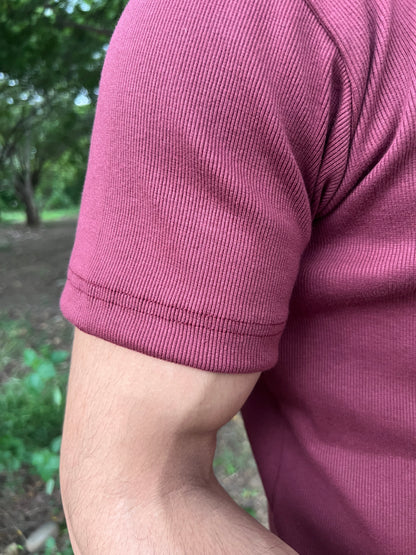 Maroon - Buttonless Textured Polo