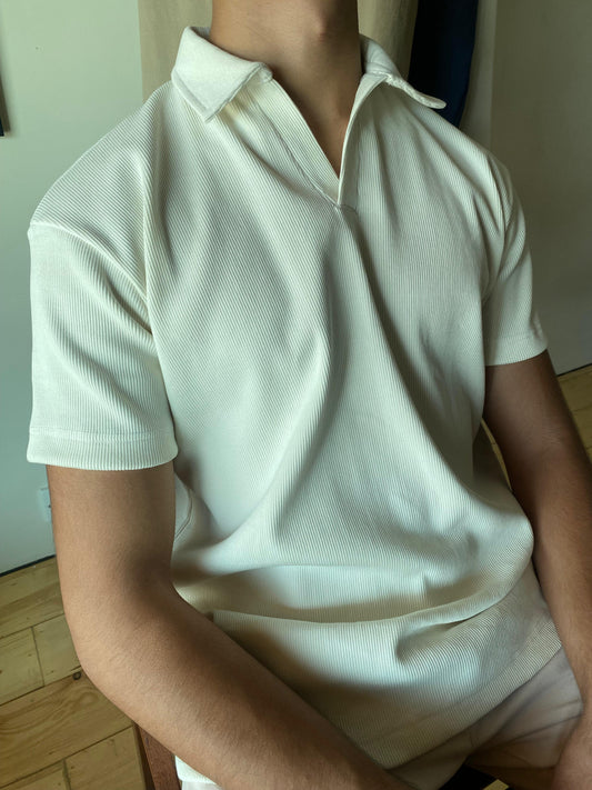 Off White - Buttonless Textured Polo