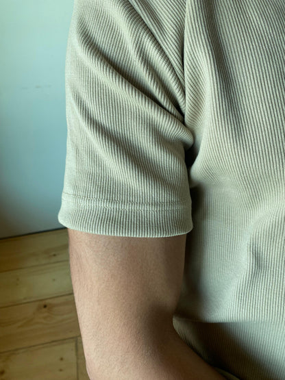 Beige - Buttonless Textured Polo